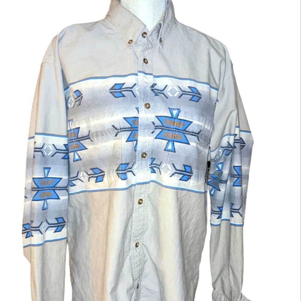 Express‎ Rider tan vintage Aztec print shirt size  XL